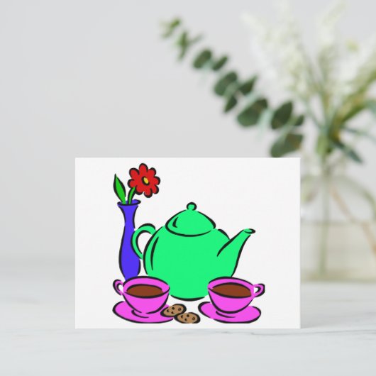 Tea Time Postkarte (Stehend Vorderseite)