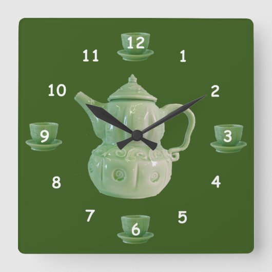 Tea Time Quadratische Wanduhr (Vorderseite)