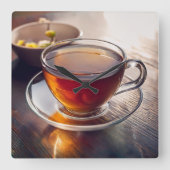Tea Time Quadratische Wanduhr (Vorderseite)