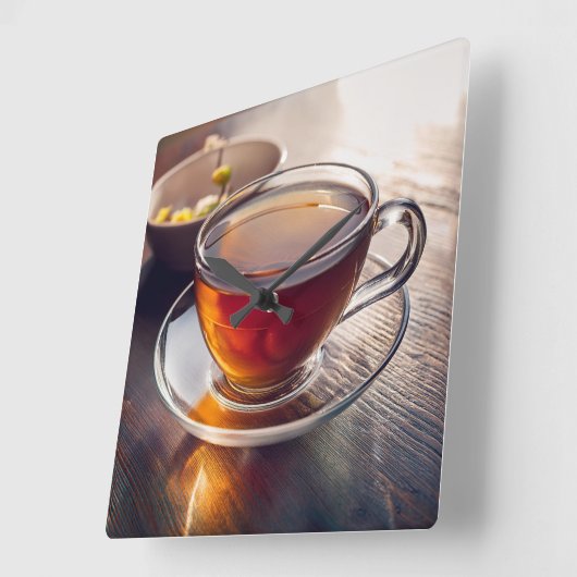 Tea Time Quadratische Wanduhr (Winkel)