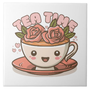 Tea Time Rose Tea Kawaii Fliese