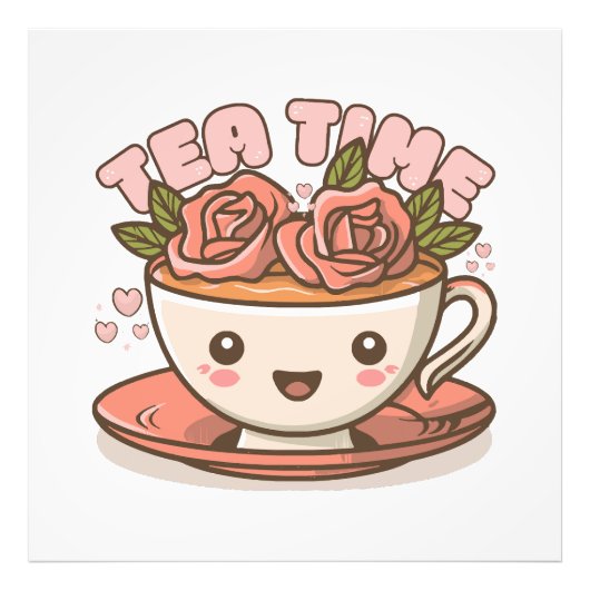 Tea Time Rose Tea Kawaii Fotodruck (Vorne)