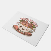 Tea Time Rose Tea Kawaii Fußmatte (Schrägansicht)