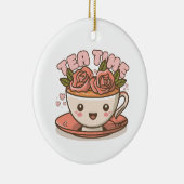 Tea Time Rose Tea Kawaii Keramik Ornament (Rechts)