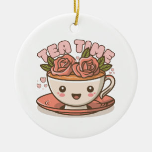 Tea Time Rose Tea Kawaii Keramik Ornament