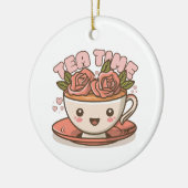 Tea Time Rose Tea Kawaii Keramik Ornament (Links)