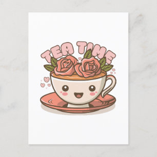 Tea Time Rose Tea Kawaii Postkarte