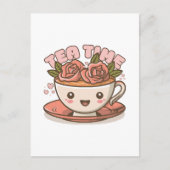 Tea Time Rose Tea Kawaii Postkarte (Vorderseite)