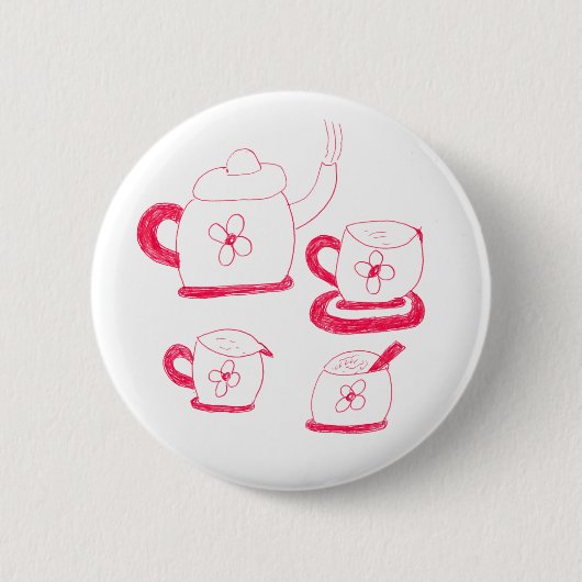 Tea Time Round Abzeichen Button (Vorderseite)