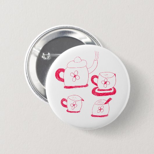 Tea Time Round Abzeichen Button (Vorne & Hinten)