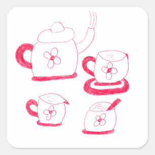 Tea Time Square Sticker