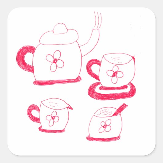 Tea Time Square Sticker (Vorderseite)