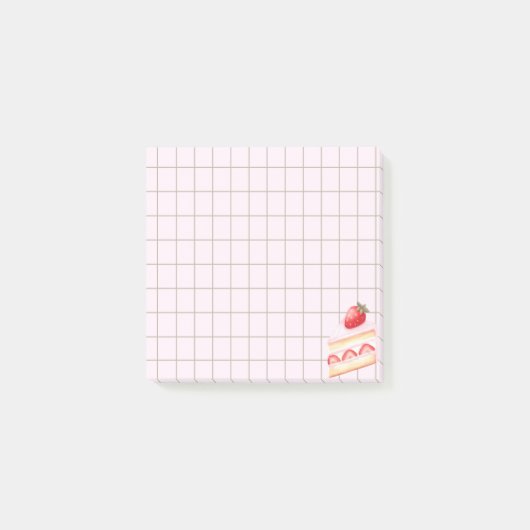 Tea Time Strawberry Cake - Personalized Grid Stick Post-it Klebezettel (Vorderseite)