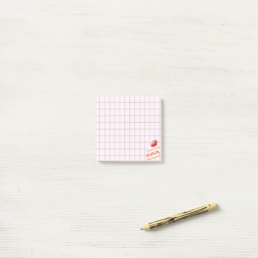 Tea Time Strawberry Cake - Personalized Grid Stick Post-it Klebezettel (Auf Schreibtisch)