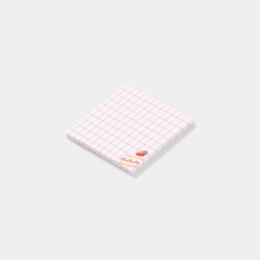 Tea Time Strawberry Cake - Personalized Grid Stick Post-it Klebezettel (angewinkelt)