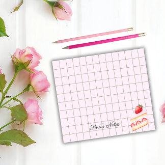 Tea Time Strawberry Cake - Personalized Grid Stick Post-it Klebezettel