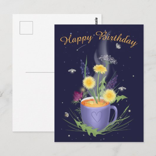 Tea Time Summer Blume Postkarte (Vorne/Hinten)