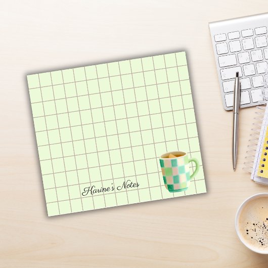 Tea Time Tea Cup - Personalized Grid Sticky Notes Post-it Klebezettel