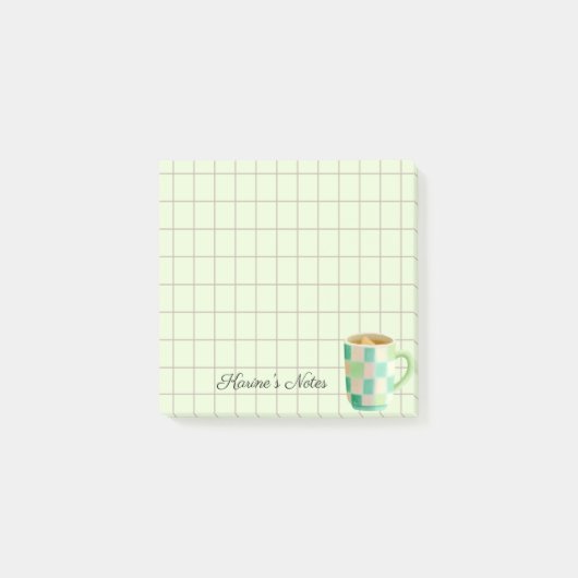 Tea Time Tea Cup - Personalized Grid Sticky Notes Post-it Klebezettel (Vorderseite)