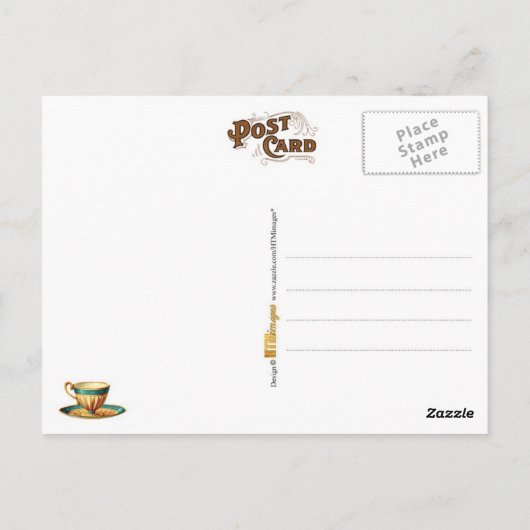 Tea Time Teacups Postkarte (Rückseite)