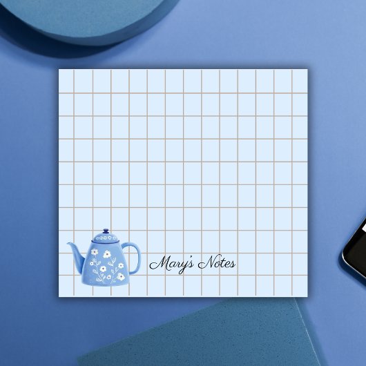 Tea Time Teapot - Personalized Grid Sticky Notes Post-it Klebezettel