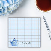 Tea Time Teapot - Personalized Grid Sticky Notes Post-it Klebezettel