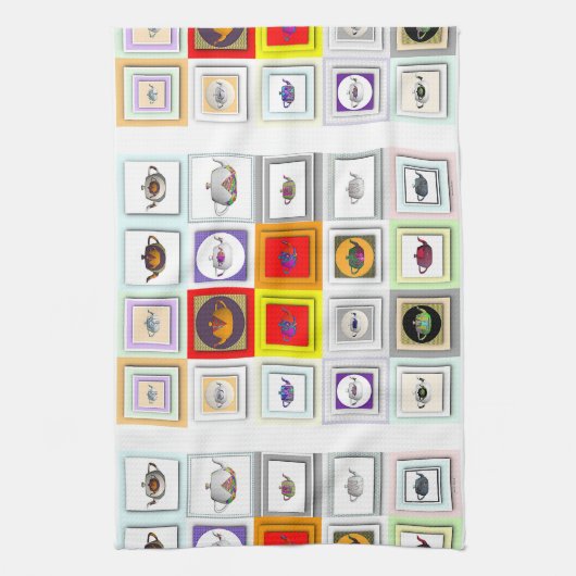 Tea Time Teapots Geschirrtuch (Vertikal)