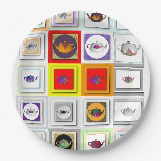 Tea Time Teapots Pappteller (Vorderseite)