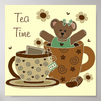 Tea Time Teddy Bären Portfolio 11x11 Poster