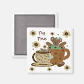Tea Time Teddy Bear Magnet (Vorderseite/Rückseite)