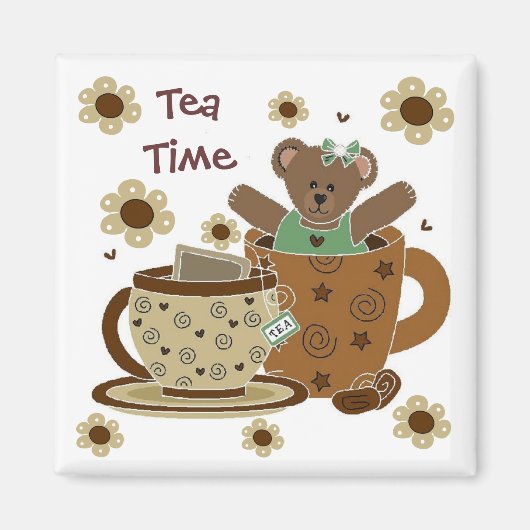 Tea Time Teddy Bear Magnet (Vorne)