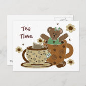 Tea Time Teddy Bear Postkarte (Vorne/Hinten)