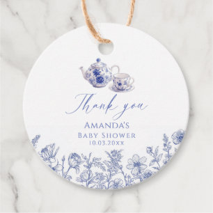 Tea Time Toile Themse Baby Dusche Geschenkanhänger
