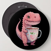 Tea Time TRex Dinosaur Niedlich Funny Chibi Kawaii Button (Vorne & Hinten)