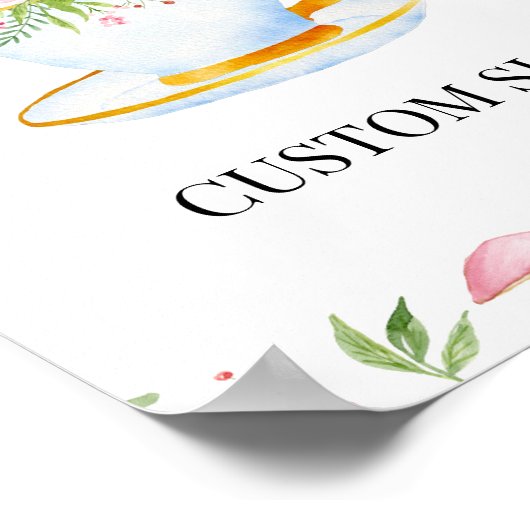 Tea Time Whimsical Wildblume Benutzerdefiniertes Z Poster (Ecke)