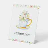 Tea Time Whimsical Wildblume Benutzerdefiniertes Z Sockelschild (Vorderseite)