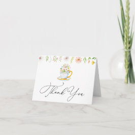 Tea Time Whimsical Wildblume Danke Note Card