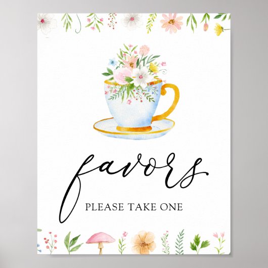 Tea Time Whimsical Wildblume Favoriten Signieren Poster (Vorne)
