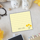 Tea Time Yellow Flower - Personalized Grid Sticky Post-it Klebezettel