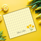 Tea Time Yellow Flower - Personalized Grid Sticky Post-it Klebezettel