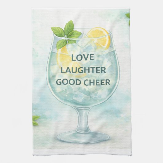 Tea Towel | Gin & Tonic Lemon Mint Kitchen Gift Geschirrtuch (Vertikal)