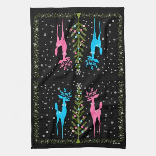 TEA TOWEL MCM CHRISTMAS REIN DEERS GESCHIRRTUCH (Vertikal)