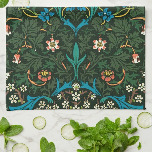 TEA TOWEL MIT WILLIAM MORRIS "TULIPS" DESIGN GESCHIRRTUCH (Gefaltet)
