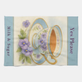 Tea Towel | Vintage Teacup & Pansies Milk & Sugar Geschirrtuch (Horizontal)
