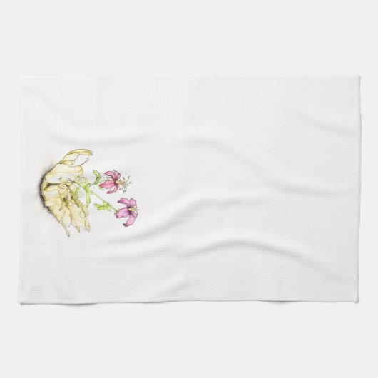 Tea towel, watercolor wildflower geranium geschirrtuch (Horizontal)
