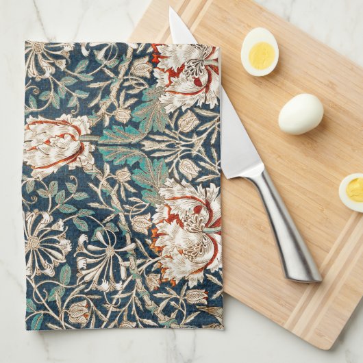 TEA TOWEL : WILLIAM MORRIS : HONEYSUCKLE GESCHIRRTUCH (Viertel Falte)