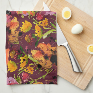 Tea Towel With Hand-Painted ink Florals Geschirrtuch