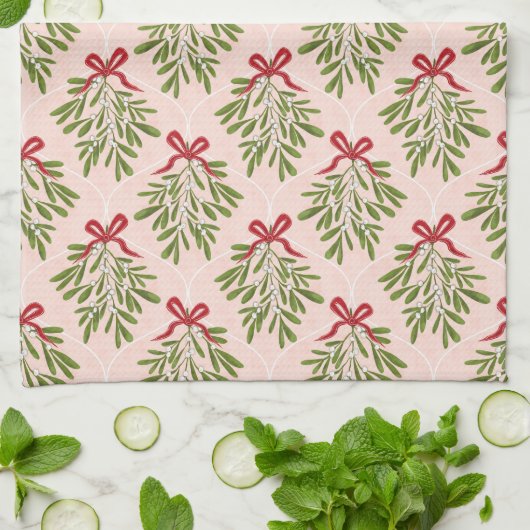 Tea towel with mistletoe design geschirrtuch (Gefaltet)