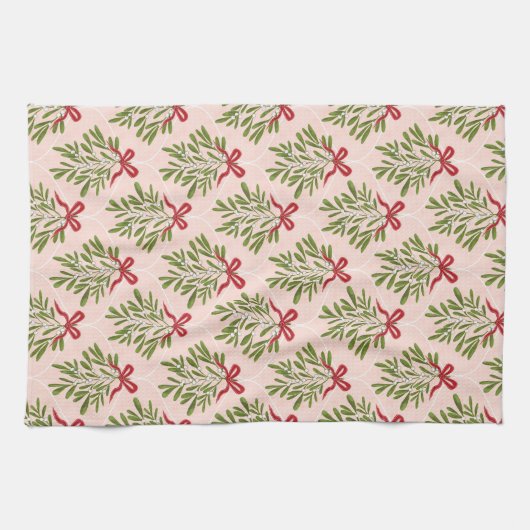 Tea towel with mistletoe design geschirrtuch (Horizontal)