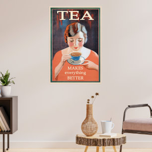 Tea Vintag Slogan Poster